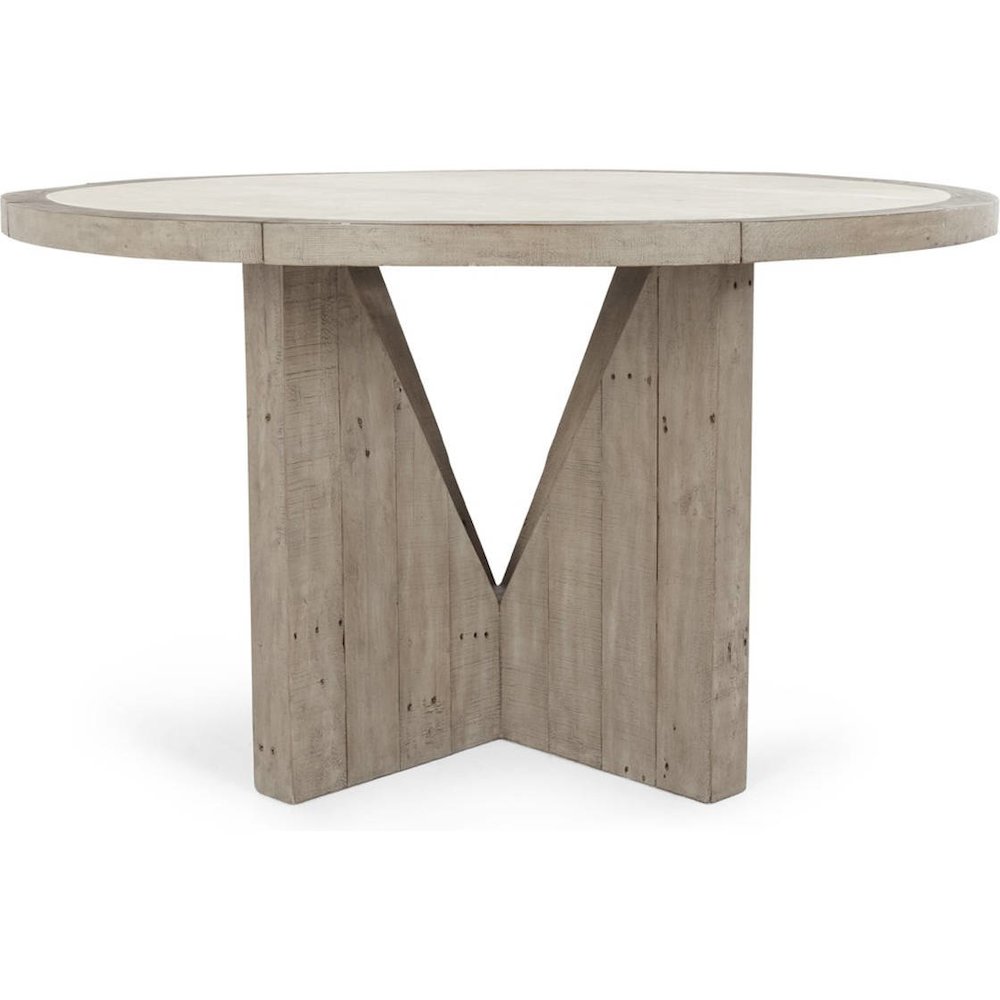 Vincent 55" Reclaimed Pine Wood Round Dining Table in Concrete Gray. Picture 2