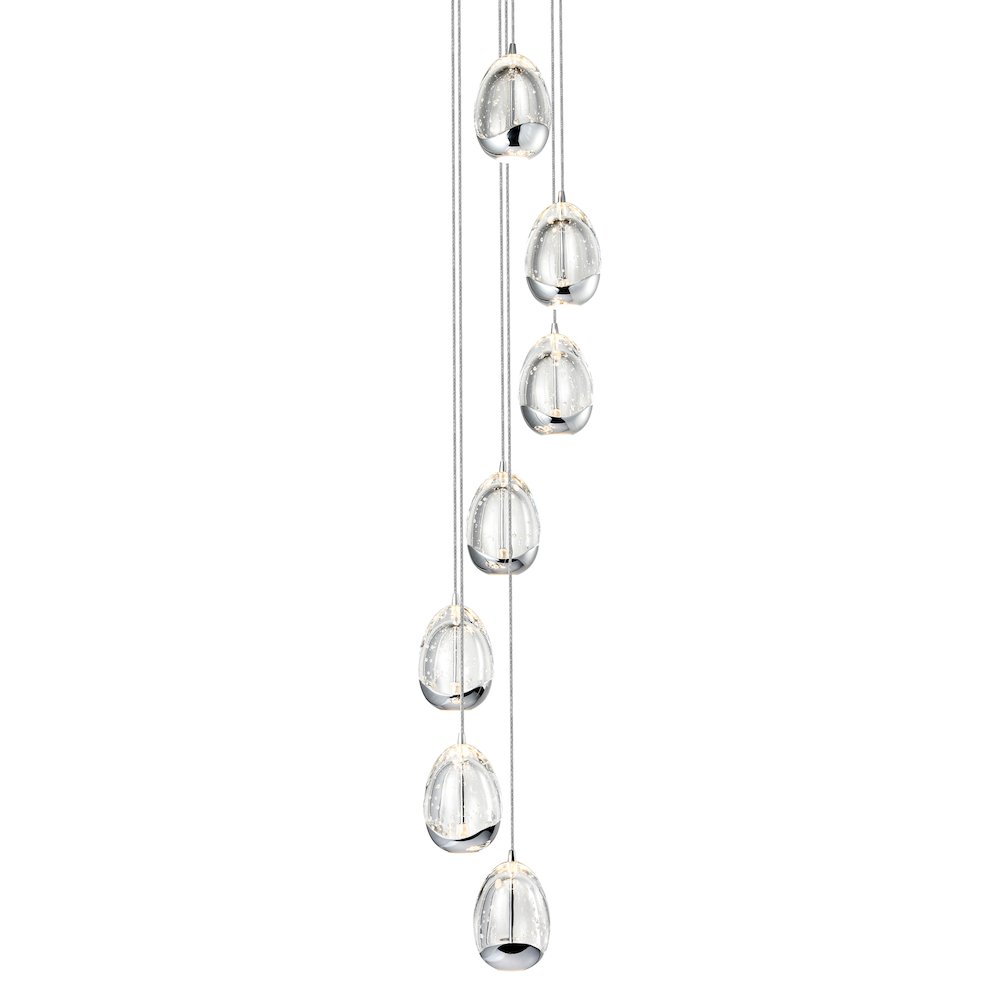 7-Light Pendant Lighting Height Adjustable Integrated LED Chandelier. Picture 1