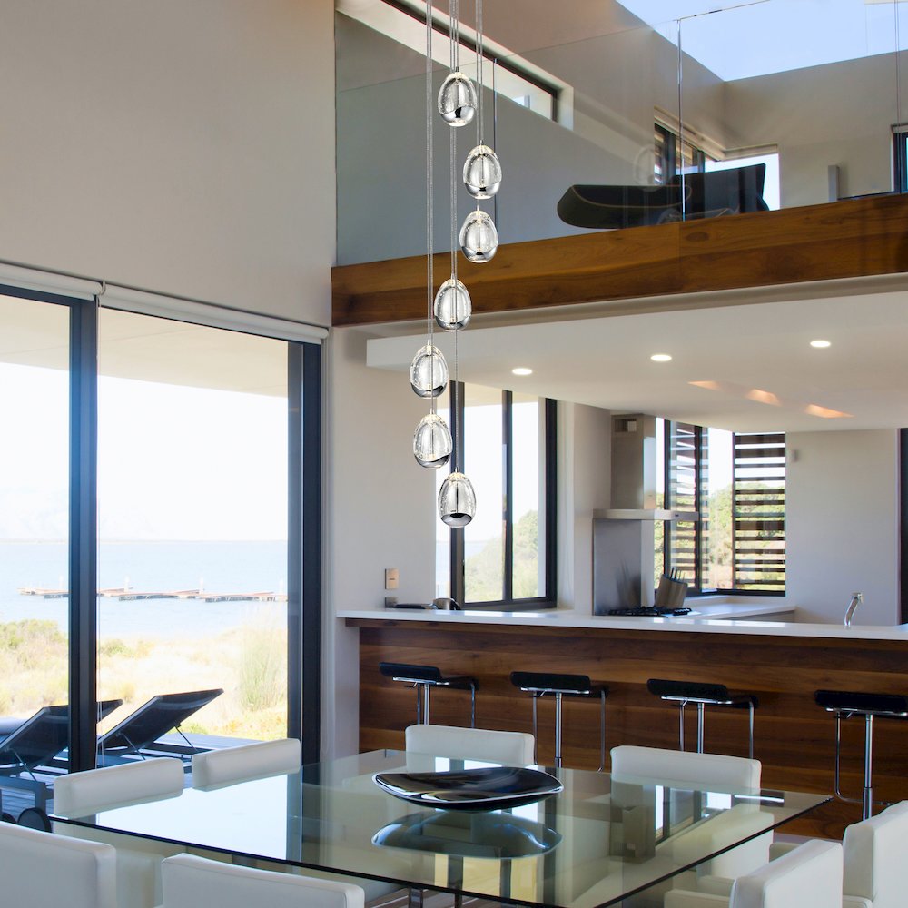 7-Light Pendant Lighting Height Adjustable Integrated LED Chandelier. Picture 2