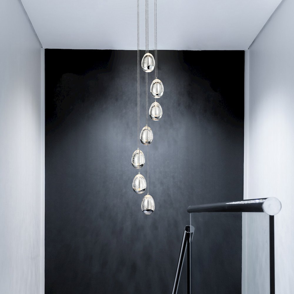 7-Light Pendant Lighting Height Adjustable Integrated LED Chandelier. Picture 3