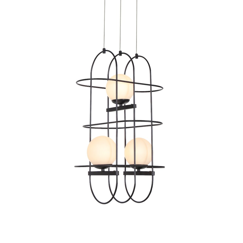 Integrated LED Height Adjustable Chandelier Wire Frame Pendant Light. Picture 1