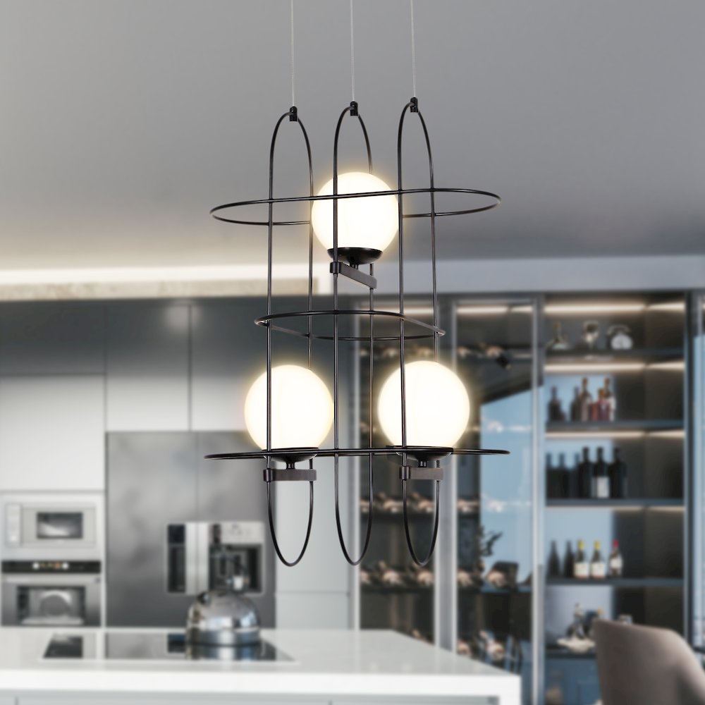 Integrated LED Height Adjustable Chandelier Wire Frame Pendant Light. Picture 2