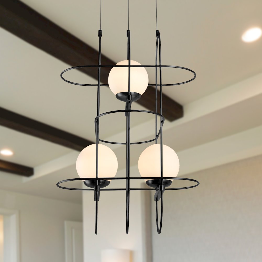 Integrated LED Height Adjustable Chandelier Wire Frame Pendant Light. Picture 3