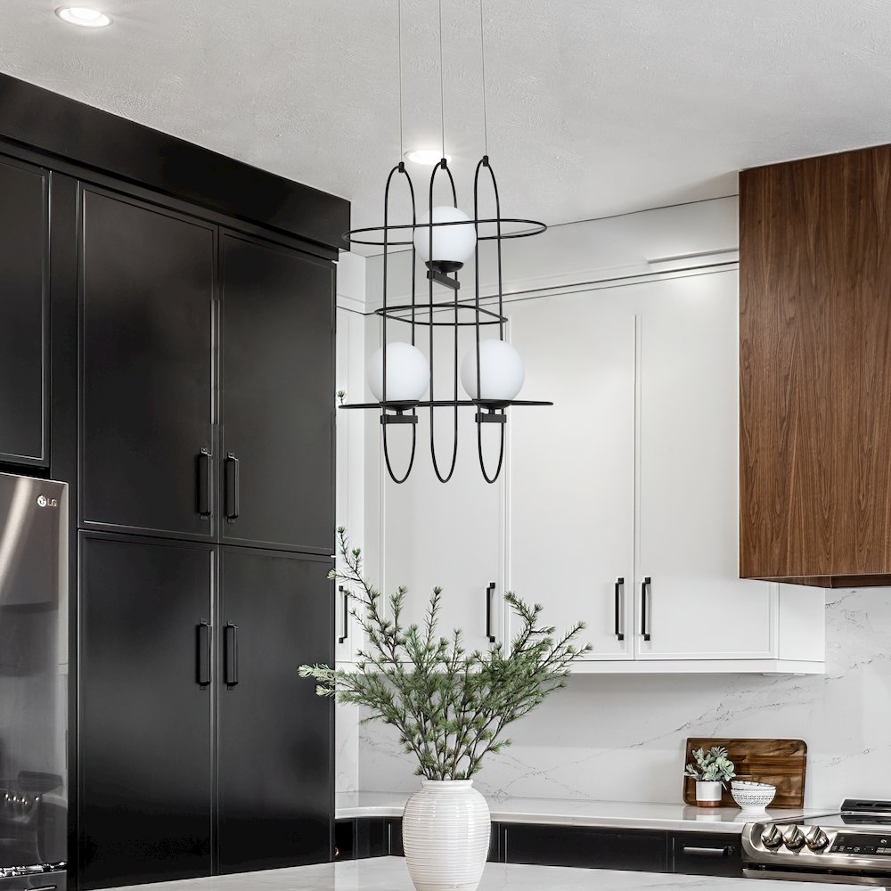 Integrated LED Height Adjustable Chandelier Wire Frame Pendant Light. Picture 4