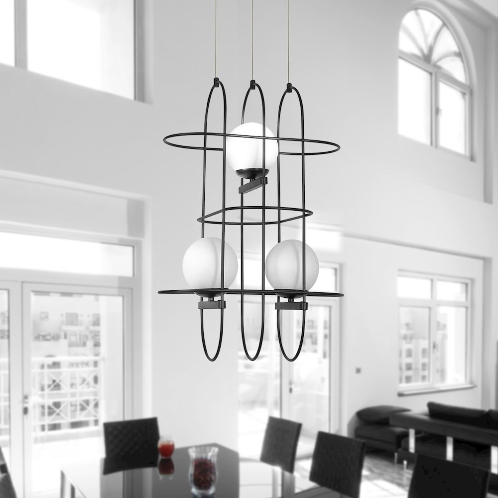 Integrated LED Height Adjustable Chandelier Wire Frame Pendant Light. Picture 5