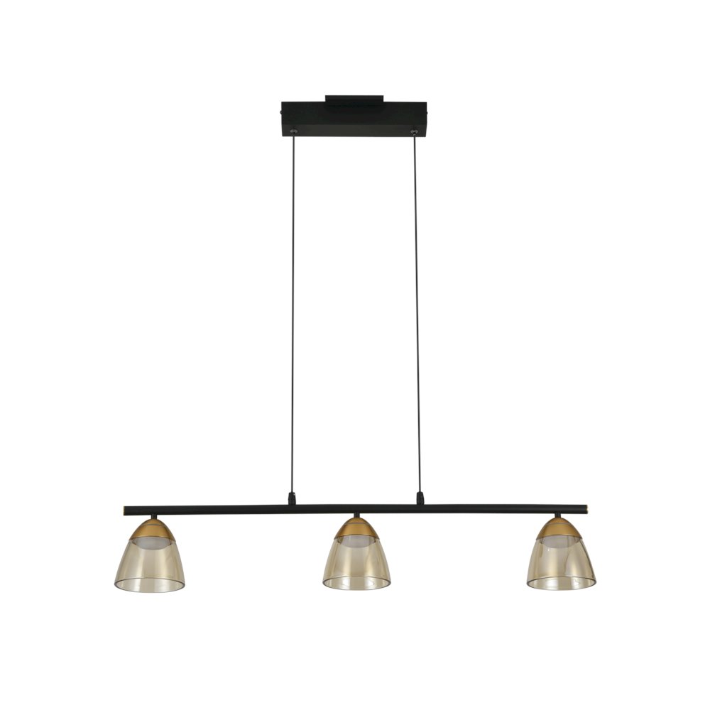 3-Light Height Adjustable Pendant Lighting Integrated LED Black Chandelier. Picture 1