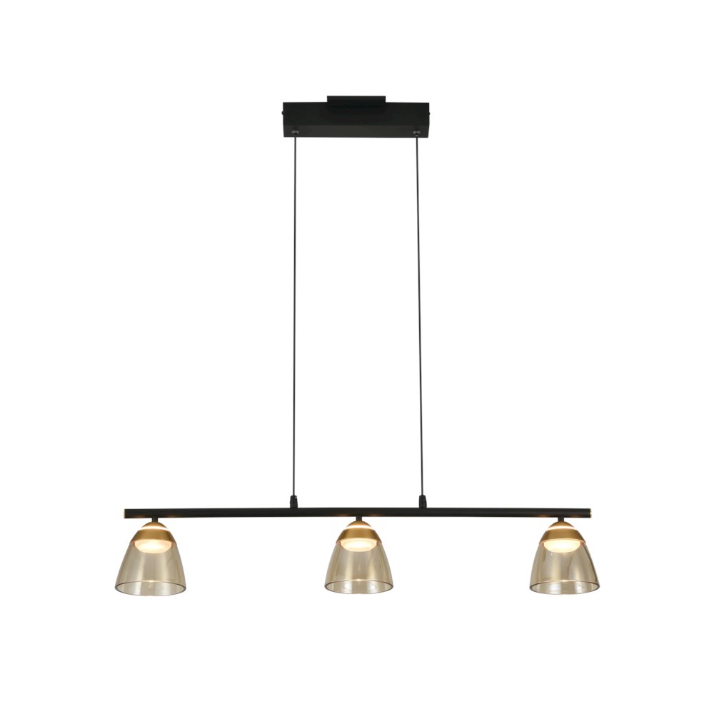 3-Light Height Adjustable Pendant Lighting Integrated LED Black Chandelier. Picture 2