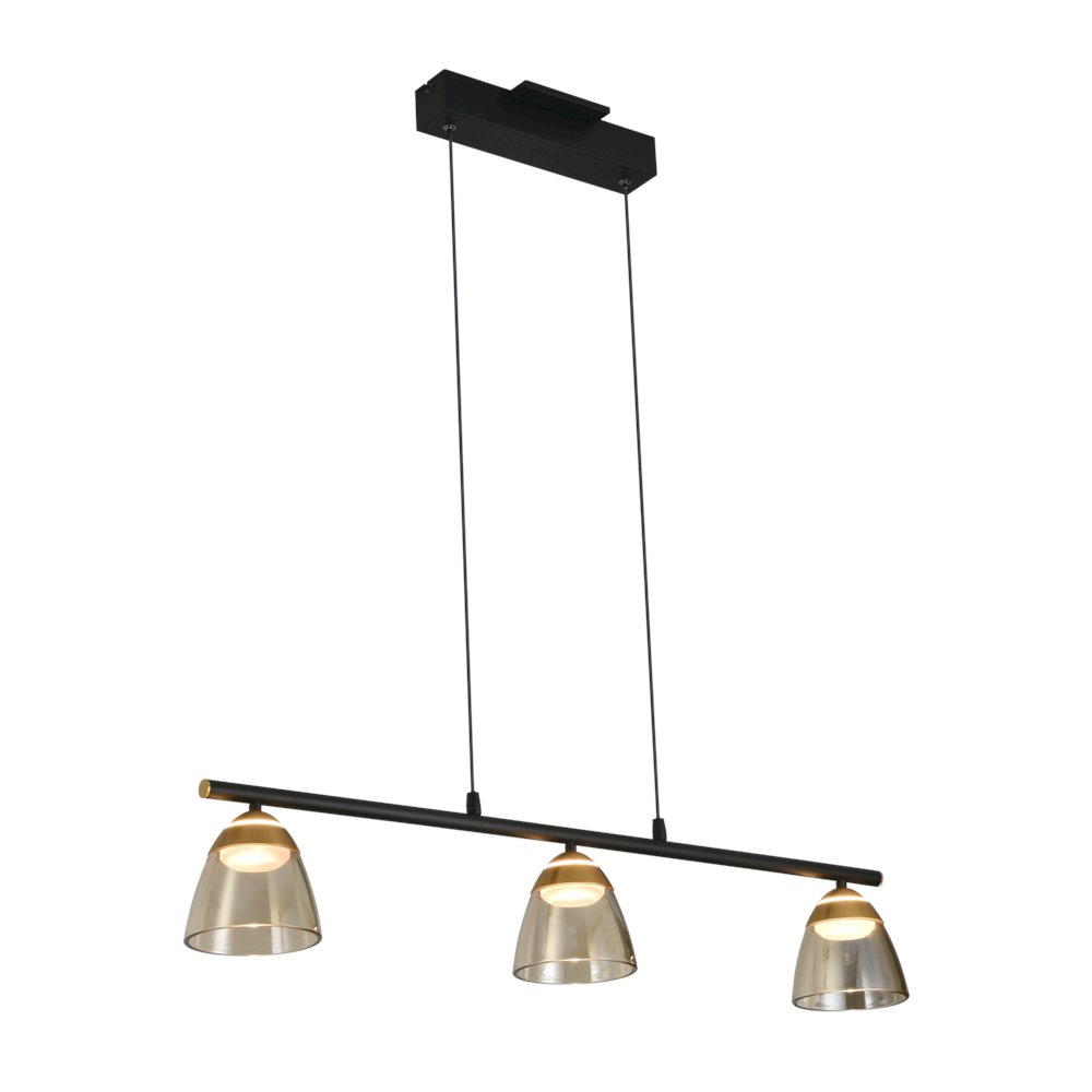 3-Light Height Adjustable Pendant Lighting Integrated LED Black Chandelier. Picture 3