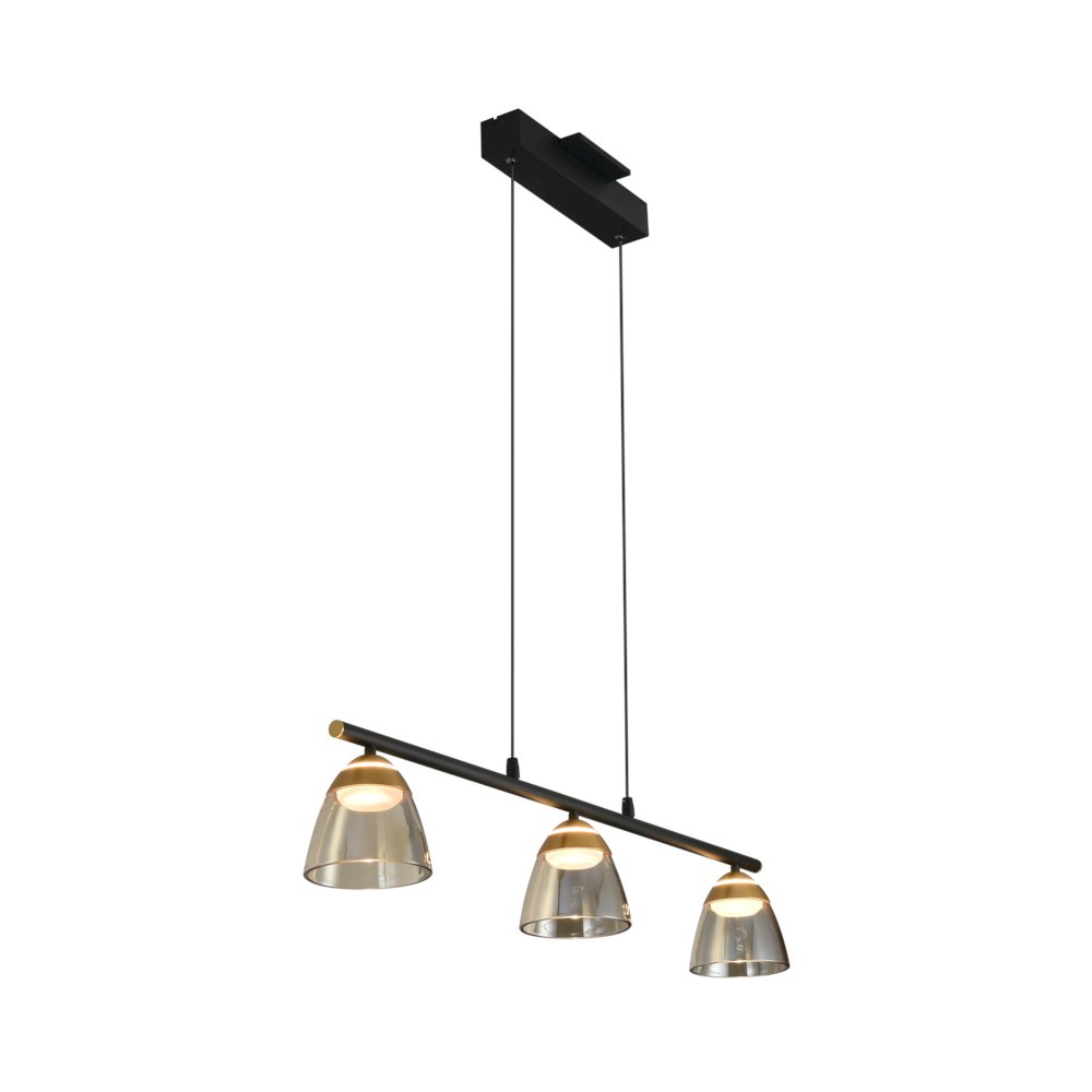 3-Light Height Adjustable Pendant Lighting Integrated LED Black Chandelier. Picture 6