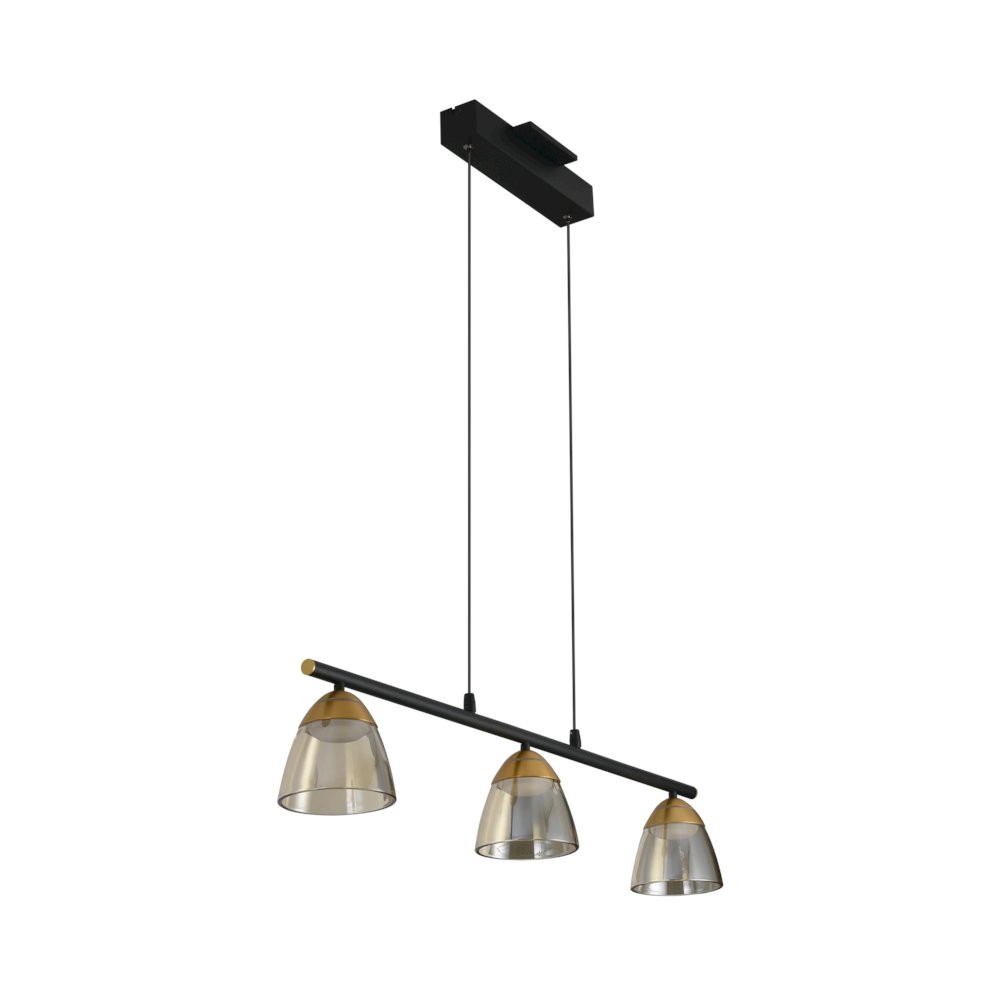 3-Light Height Adjustable Pendant Lighting Integrated LED Black Chandelier. Picture 7