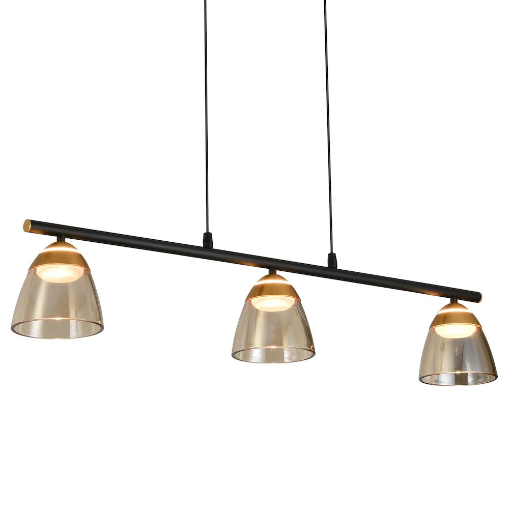 3-Light Height Adjustable Pendant Lighting Integrated LED Black Chandelier. Picture 11