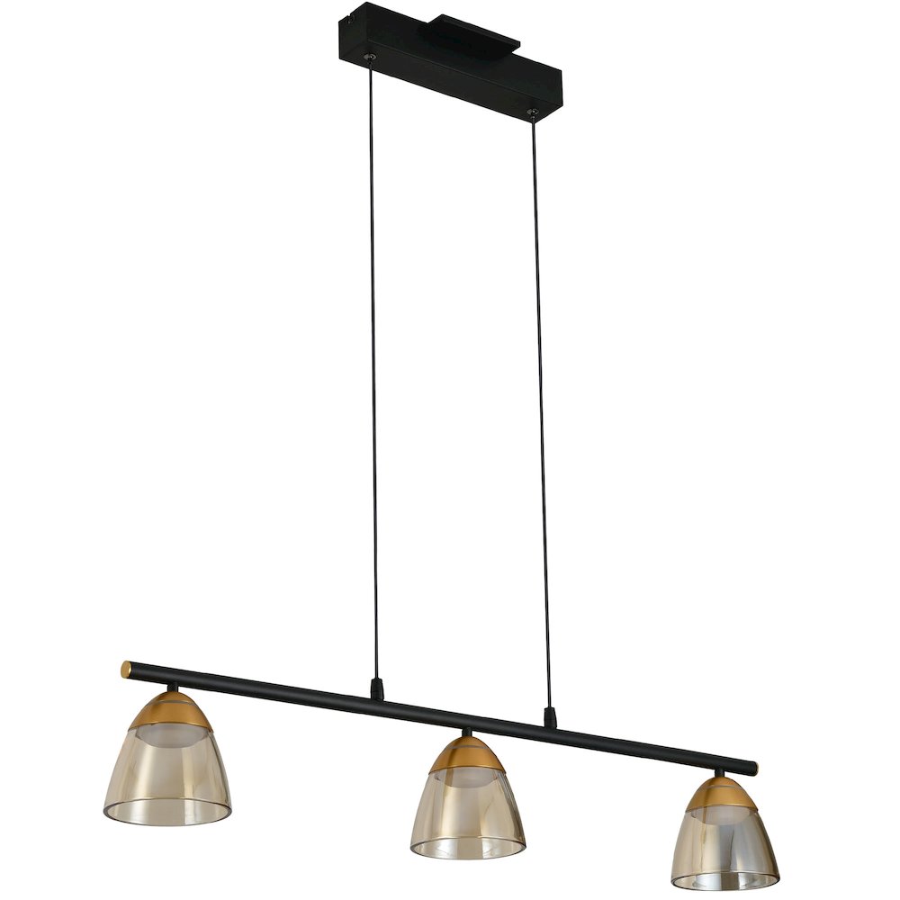 3-Light Height Adjustable Pendant Lighting Integrated LED Black Chandelier. Picture 16