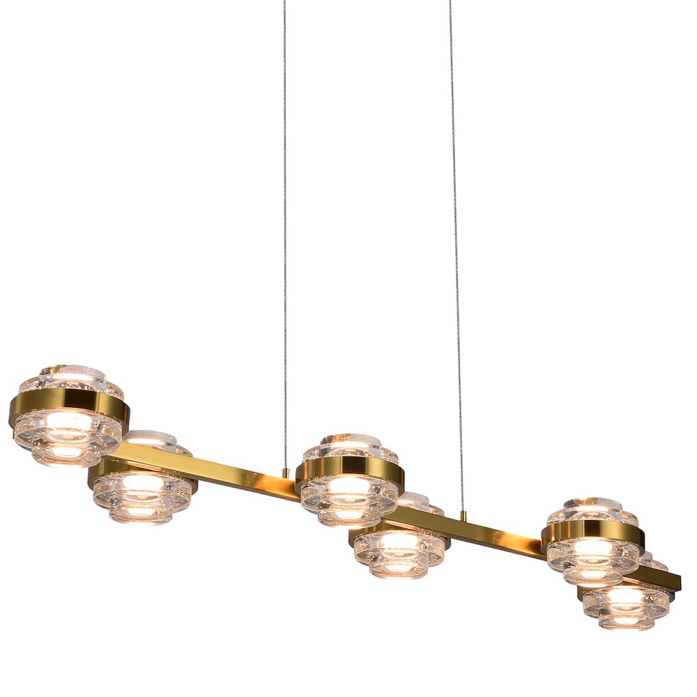 6-Light Pendant Lighting Height Adjustable Integrated LED Linear Chandelier. Picture 1