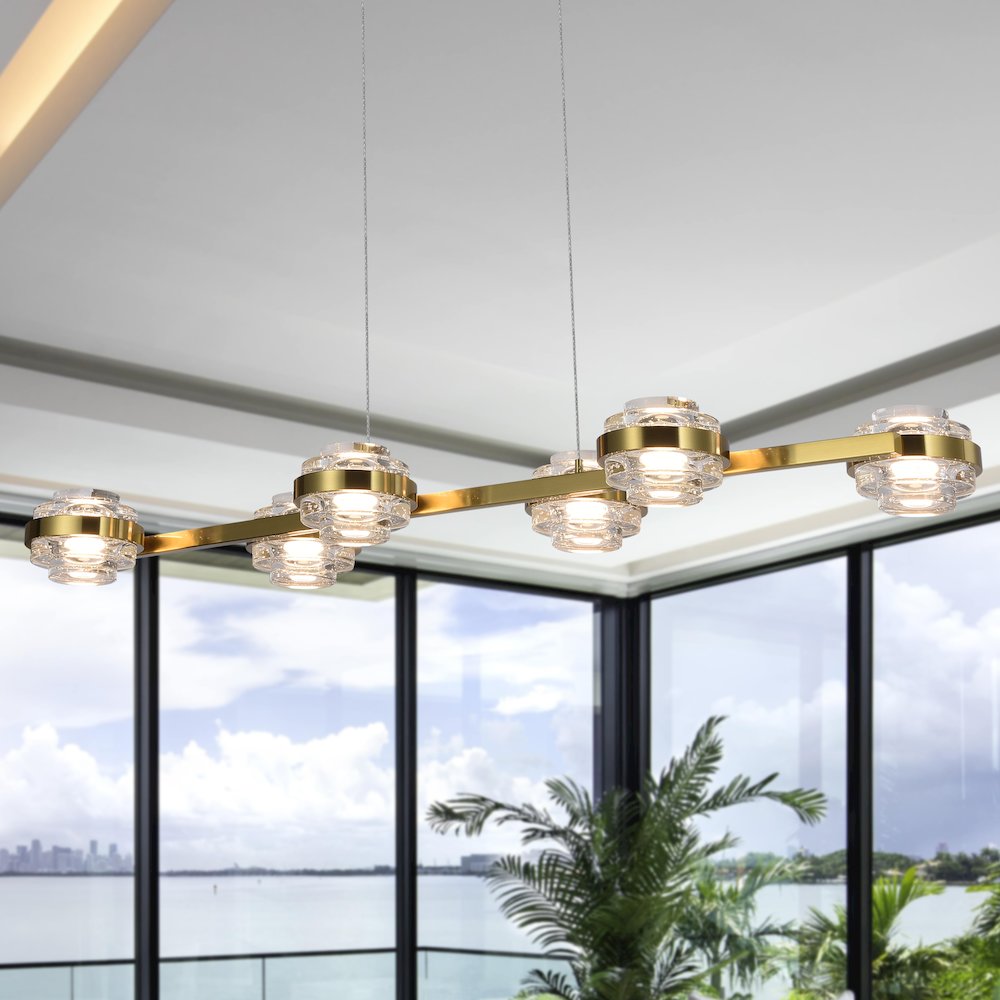 6-Light Pendant Lighting Height Adjustable Integrated LED Linear Chandelier. Picture 2
