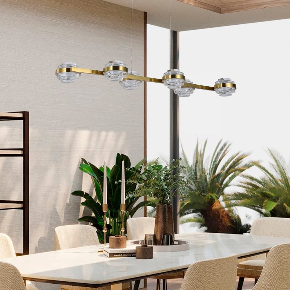 6-Light Pendant Lighting Height Adjustable Integrated LED Linear Chandelier. Picture 3