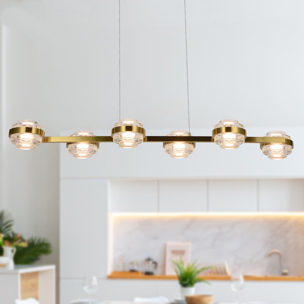 6-Light Pendant Lighting Height Adjustable Integrated LED Linear Chandelier. Picture 4