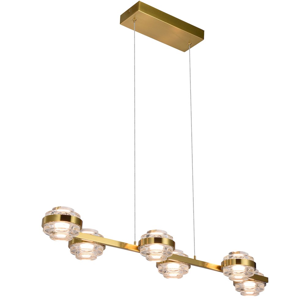 6-Light Pendant Lighting Height Adjustable Integrated LED Linear Chandelier. Picture 6