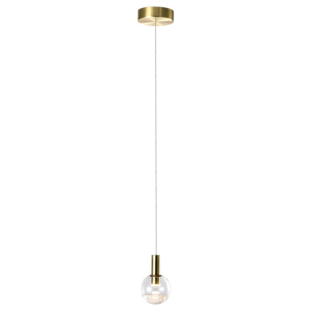 Integrated LED Height Adjustable Pendant Light with Globe Shade, Brass. Picture 8
