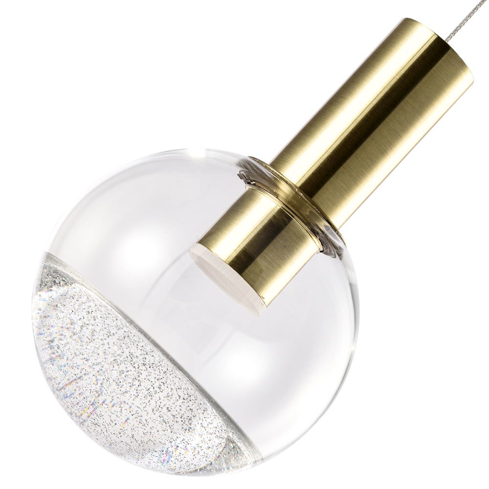 Integrated LED Height Adjustable Pendant Light with Globe Shade, Brass. Picture 9