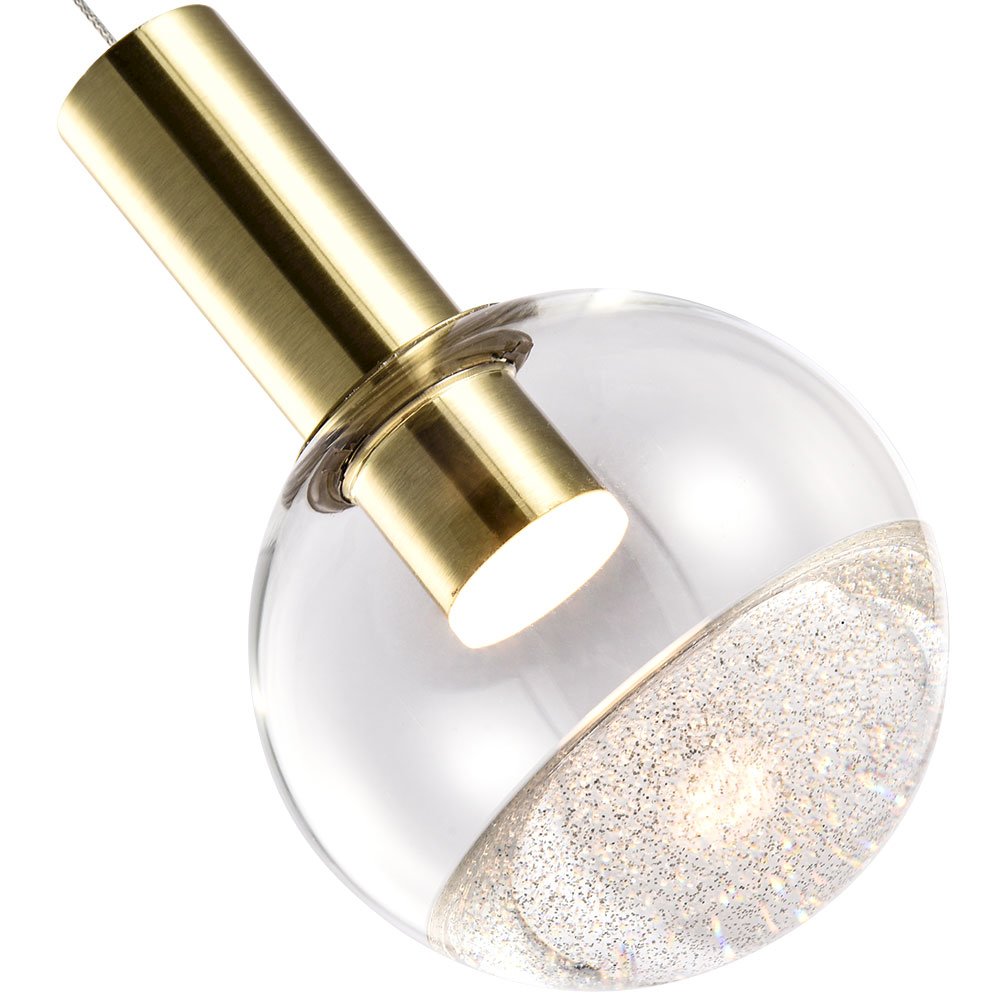 Integrated LED Height Adjustable Pendant Light with Globe Shade, Brass. Picture 10
