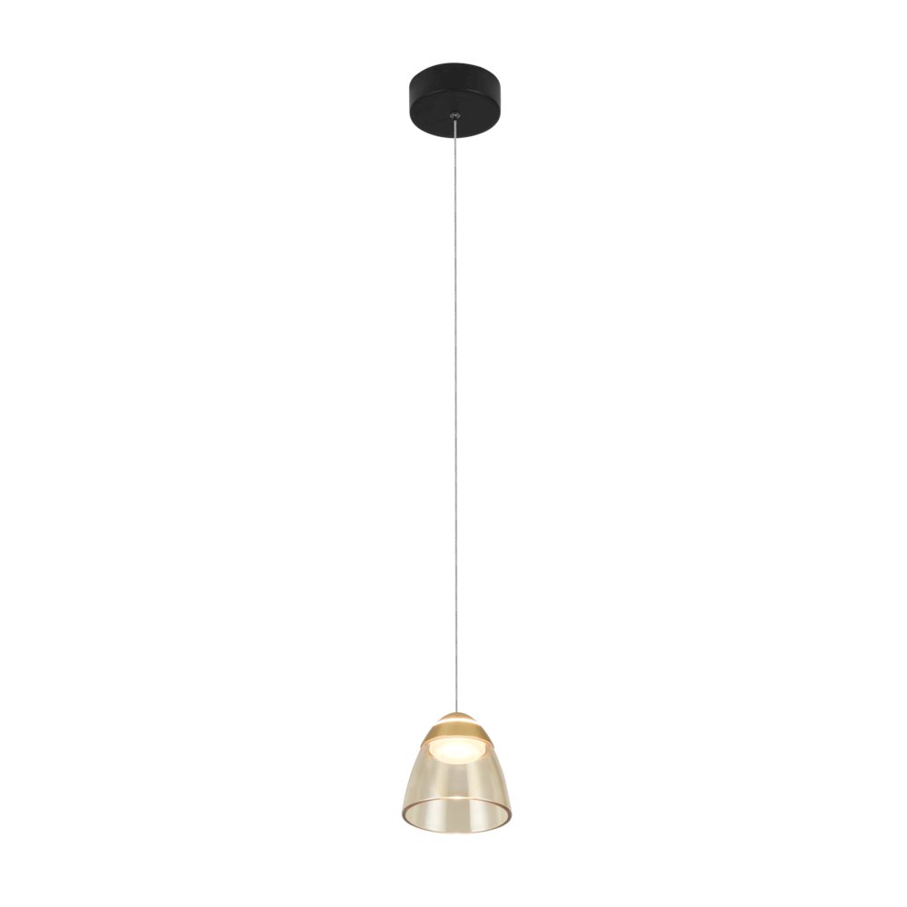 1-Light Integrated LED Black Height Adjustable Pendant Lighting. Picture 1