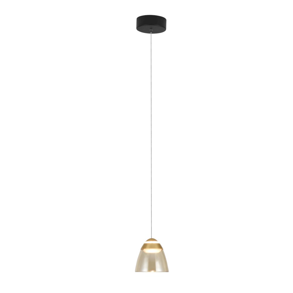 1-Light Integrated LED Black Height Adjustable Pendant Lighting. Picture 6