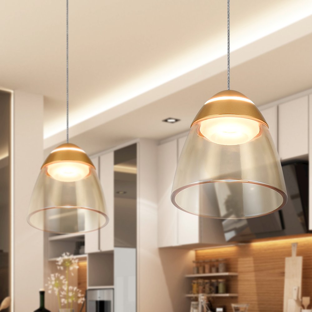1-Light Integrated LED Black Height Adjustable Pendant Lighting. Picture 3