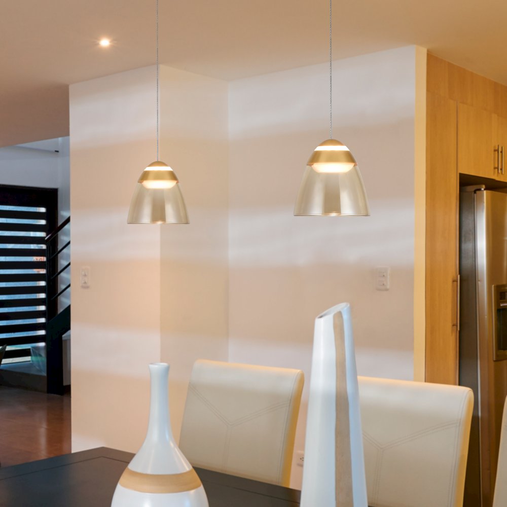 1-Light Integrated LED Black Height Adjustable Pendant Lighting. Picture 13