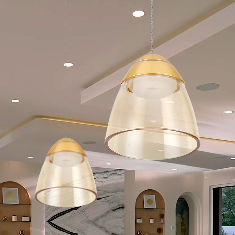 1-Light Integrated LED Black Height Adjustable Pendant Lighting. Picture 14