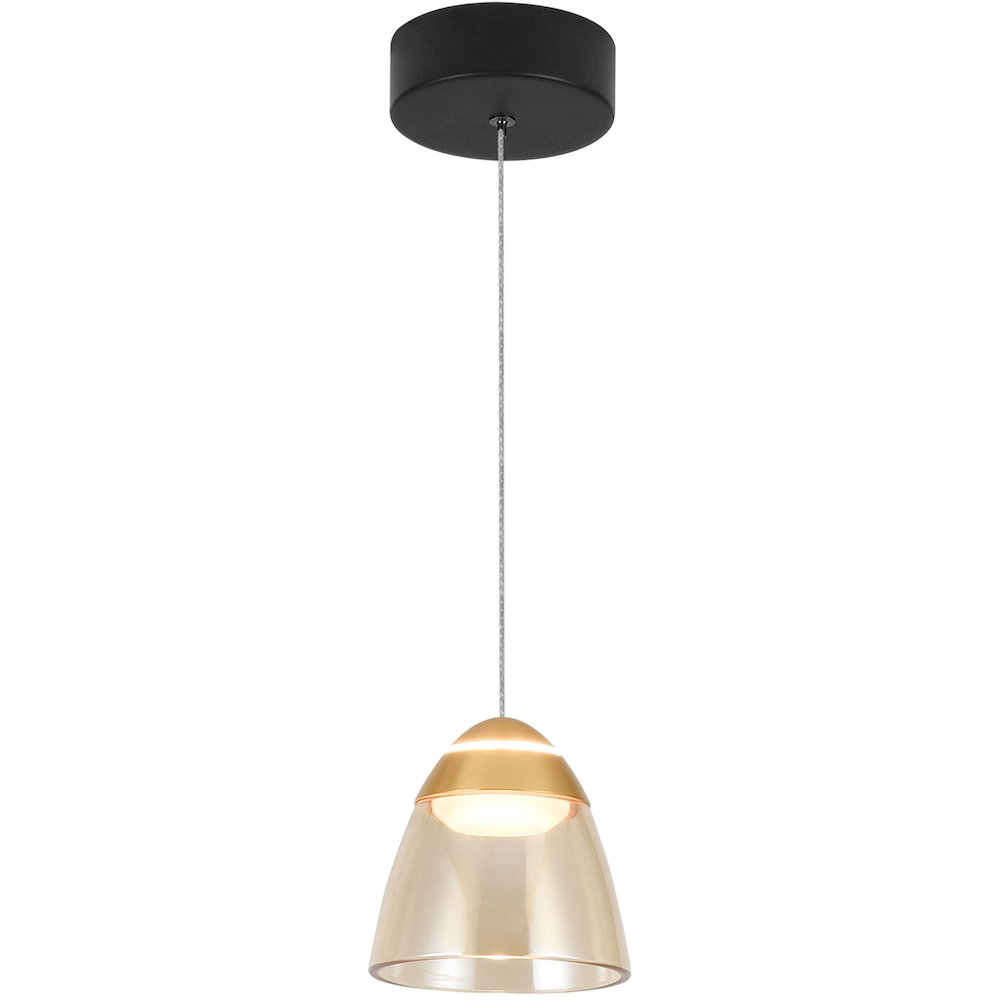 1-Light Integrated LED Black Height Adjustable Pendant Lighting. Picture 16