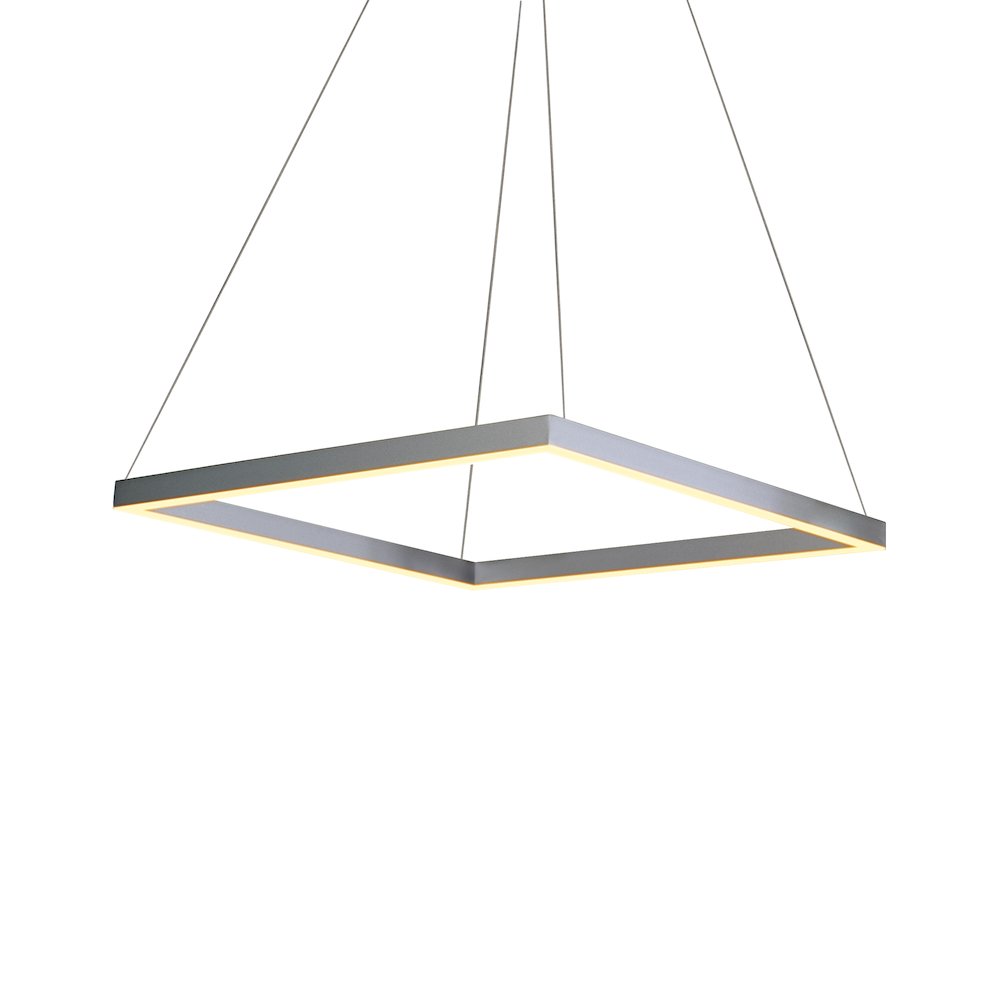 Integrated LED Pendant Light Square Height Adjustable Chandelier in Silver. Picture 1