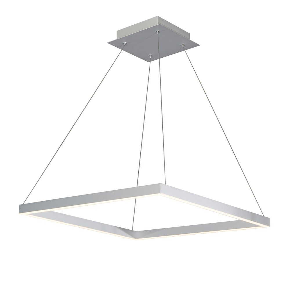 Integrated LED Pendant Light Square Height Adjustable Chandelier in Silver. Picture 15