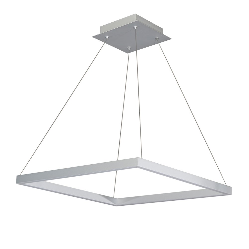 Integrated LED Pendant Light Square Height Adjustable Chandelier in Silver. Picture 16