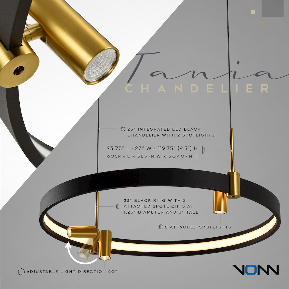 100-277V Pendant Light Height Adjustable Integrated LED Black Chandelier. Picture 21