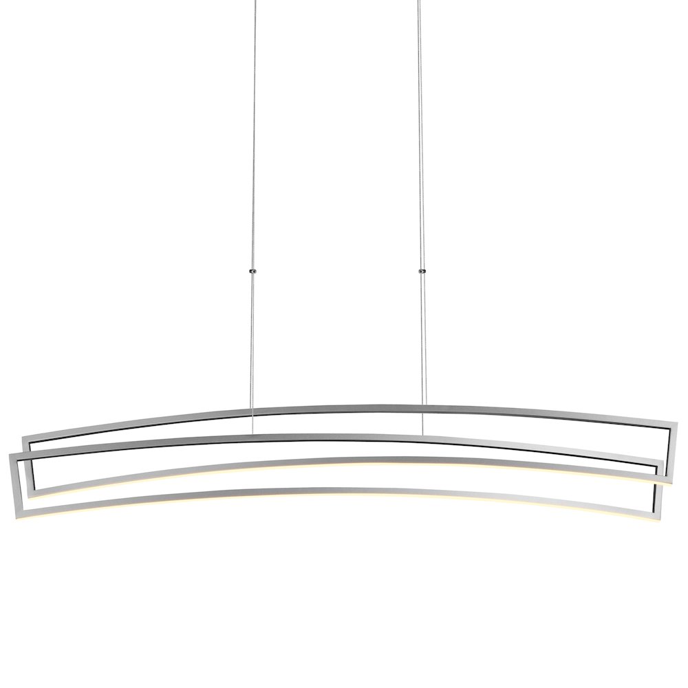 Integrated LED Pendant Light Height Adjustable Linear Chandelier in Silver. Picture 1
