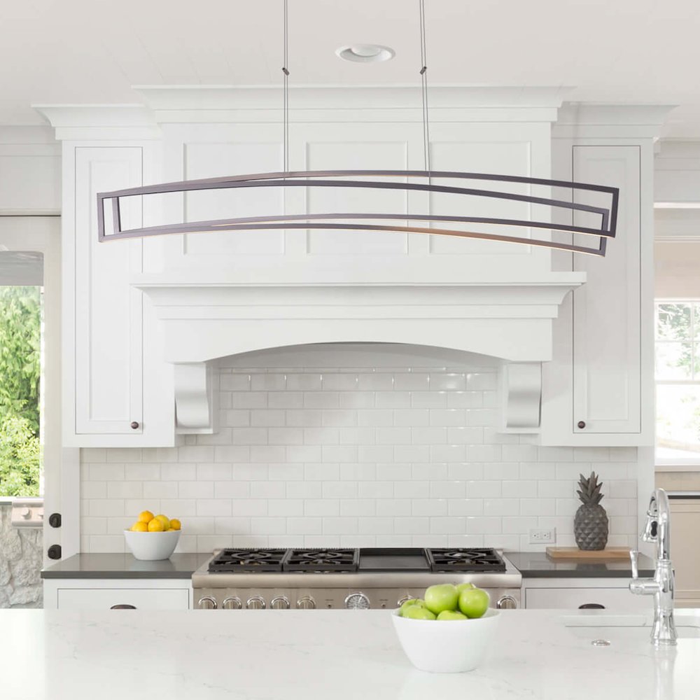 Integrated LED Pendant Light Height Adjustable Linear Chandelier in Silver. Picture 5