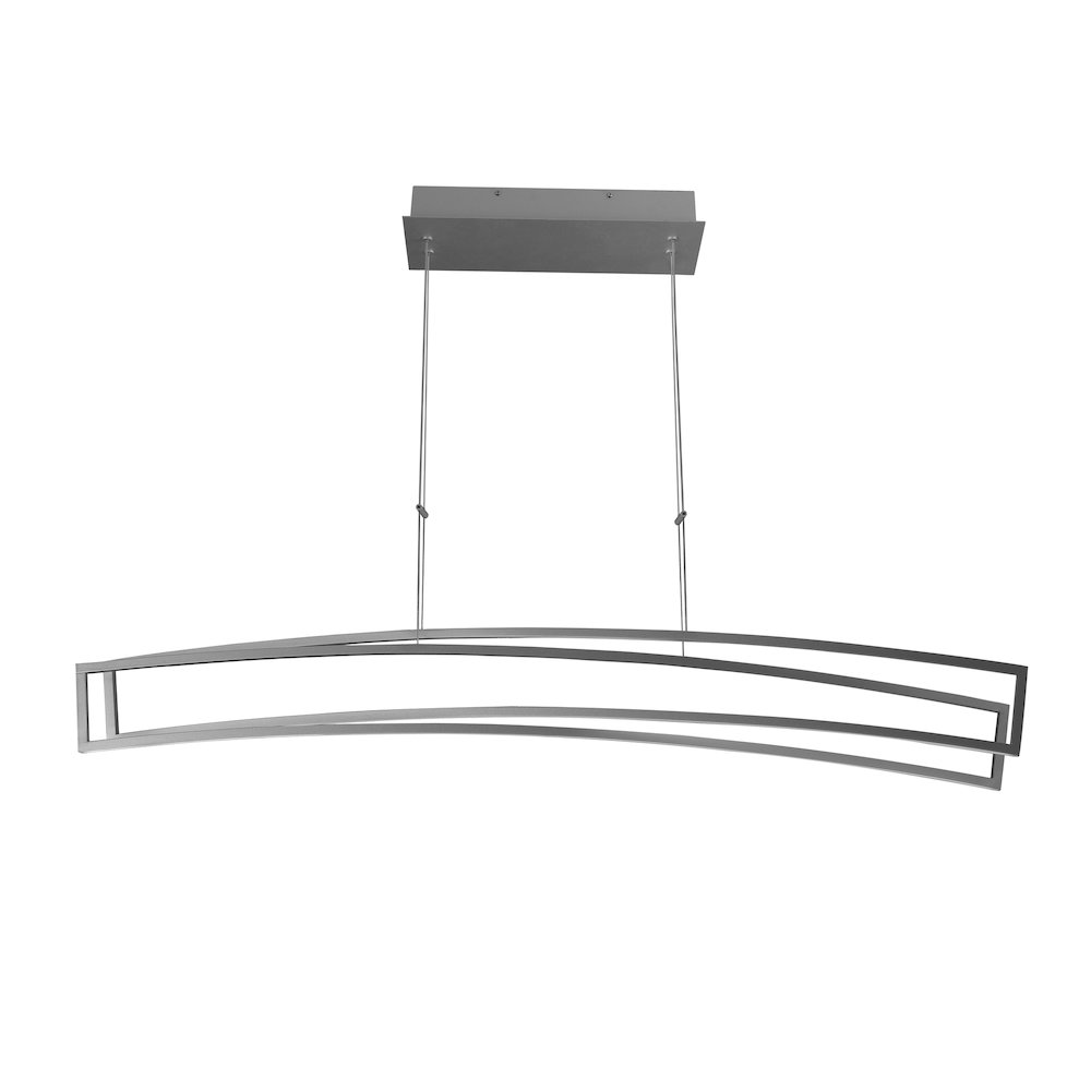 Integrated LED Pendant Light Height Adjustable Linear Chandelier in Silver. Picture 9