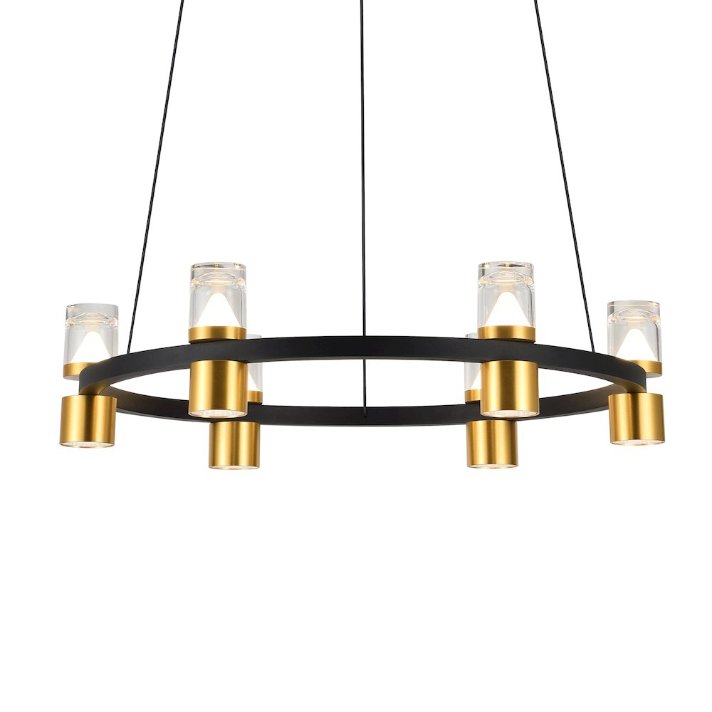 6-Light Pendant Lighting Height Adjustable Integrated LED Black Chandelier. Picture 1