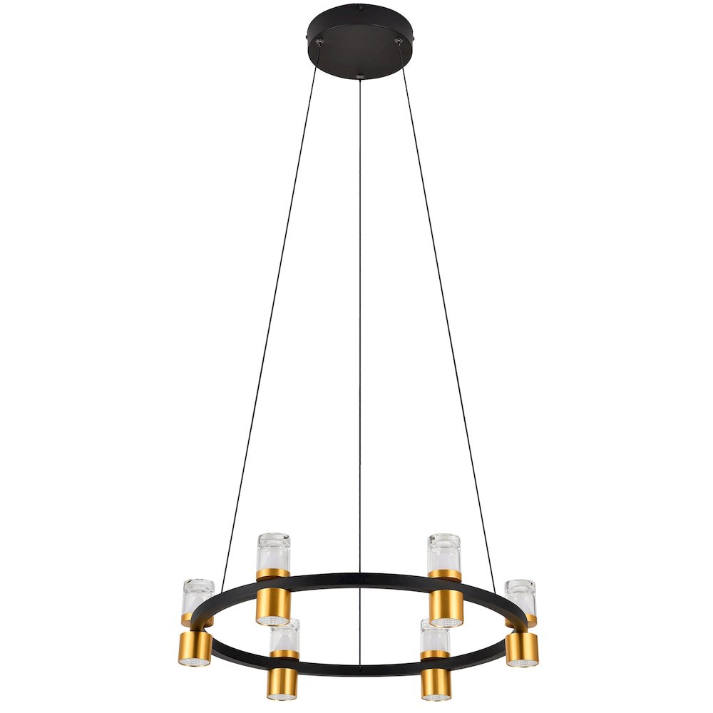 6-Light Pendant Lighting Height Adjustable Integrated LED Black Chandelier. Picture 10