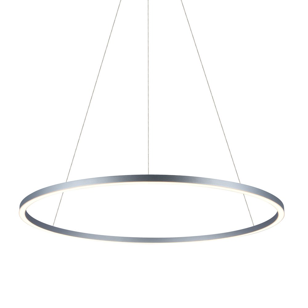 Integrated LED Chandelier Height Adjustable Circular Pendant Light in Silver. Picture 1