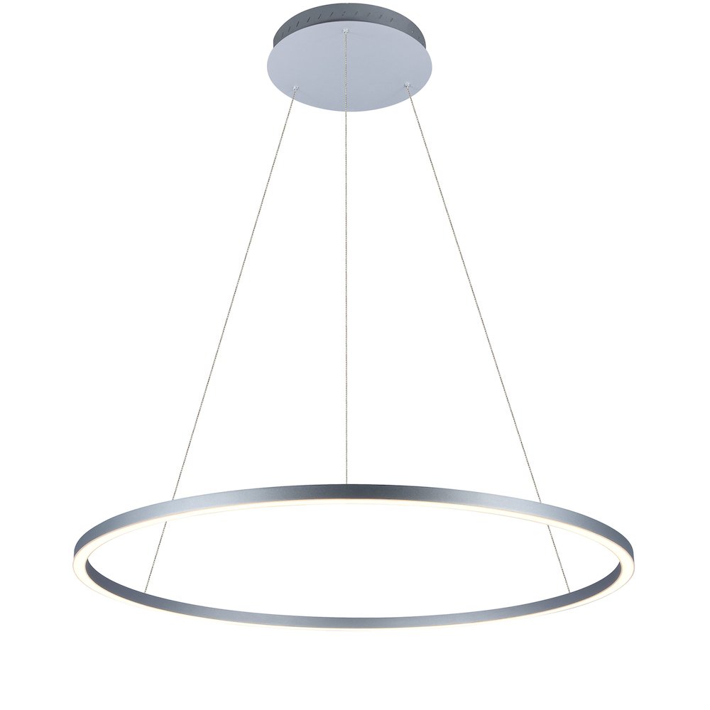 Integrated LED Chandelier Height Adjustable Circular Pendant Light in Silver. Picture 7