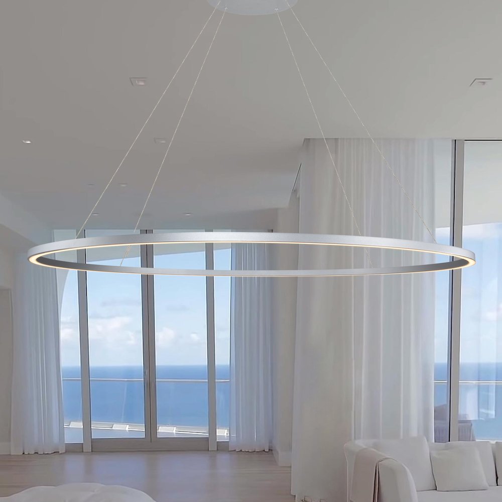 Integrated LED Chandelier Height Adjustable Circular Pendant. Picture 4