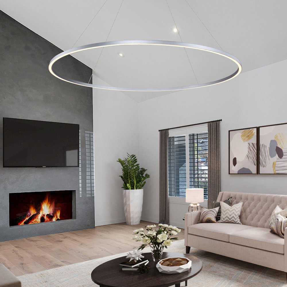Integrated LED Chandelier Height Adjustable Circular Pendant. Picture 6