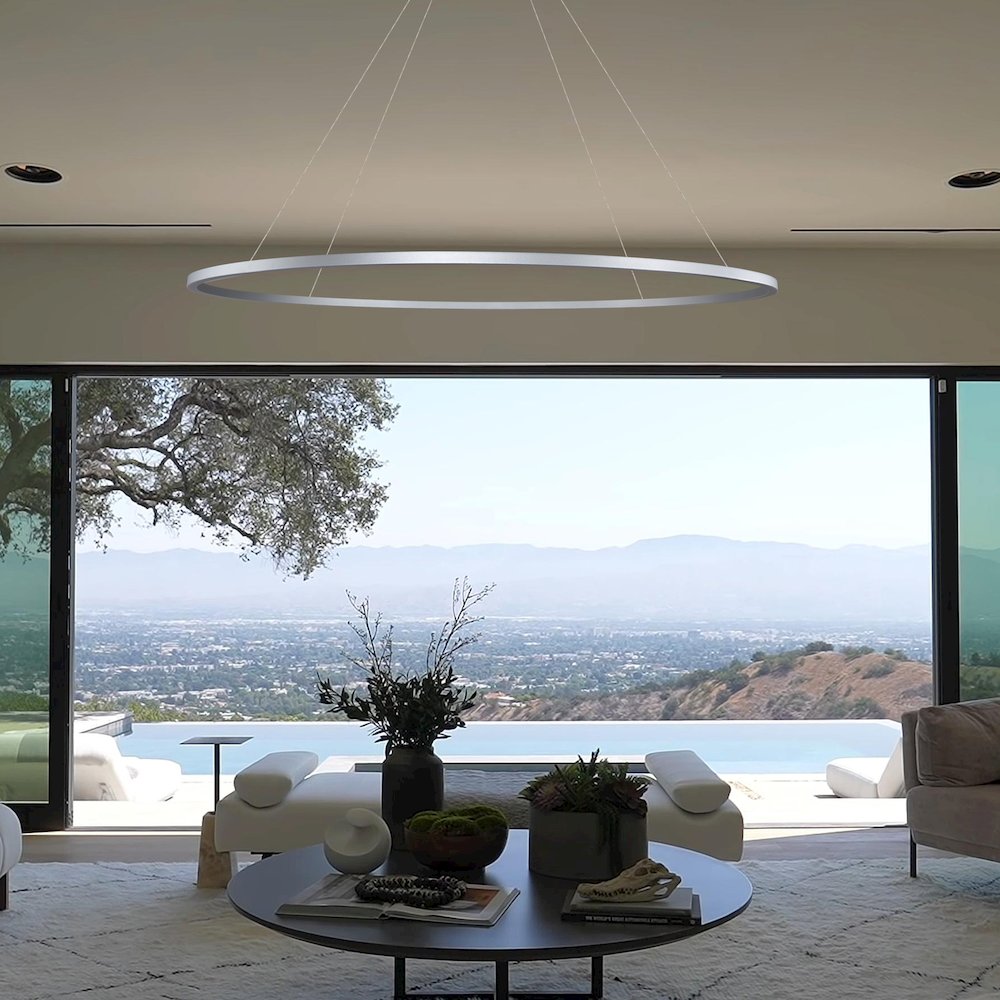 Integrated LED Chandelier Height Adjustable Circular Pendant. Picture 8