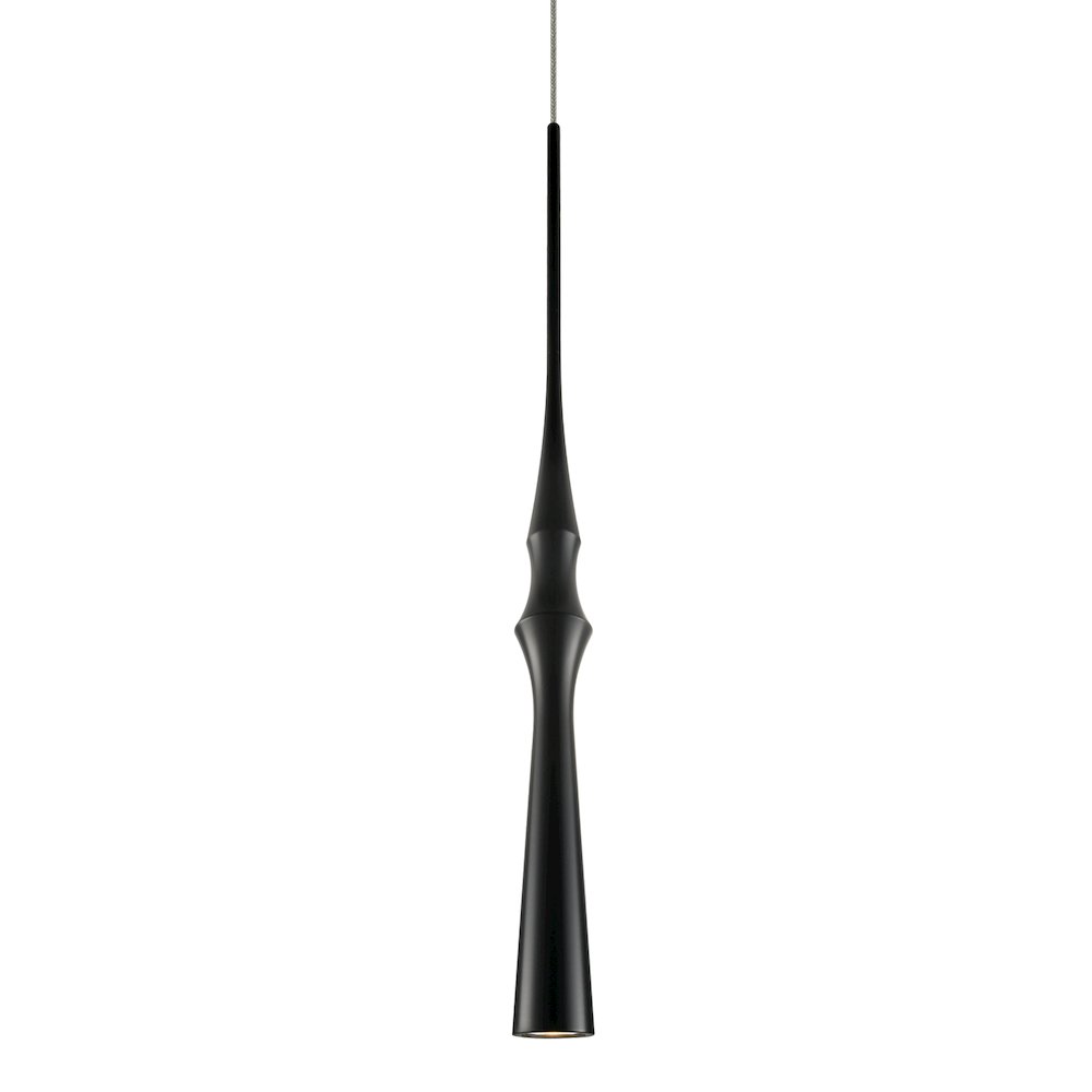 Integrated LED Height Adjustable Pendant Light in Black. Picture 1