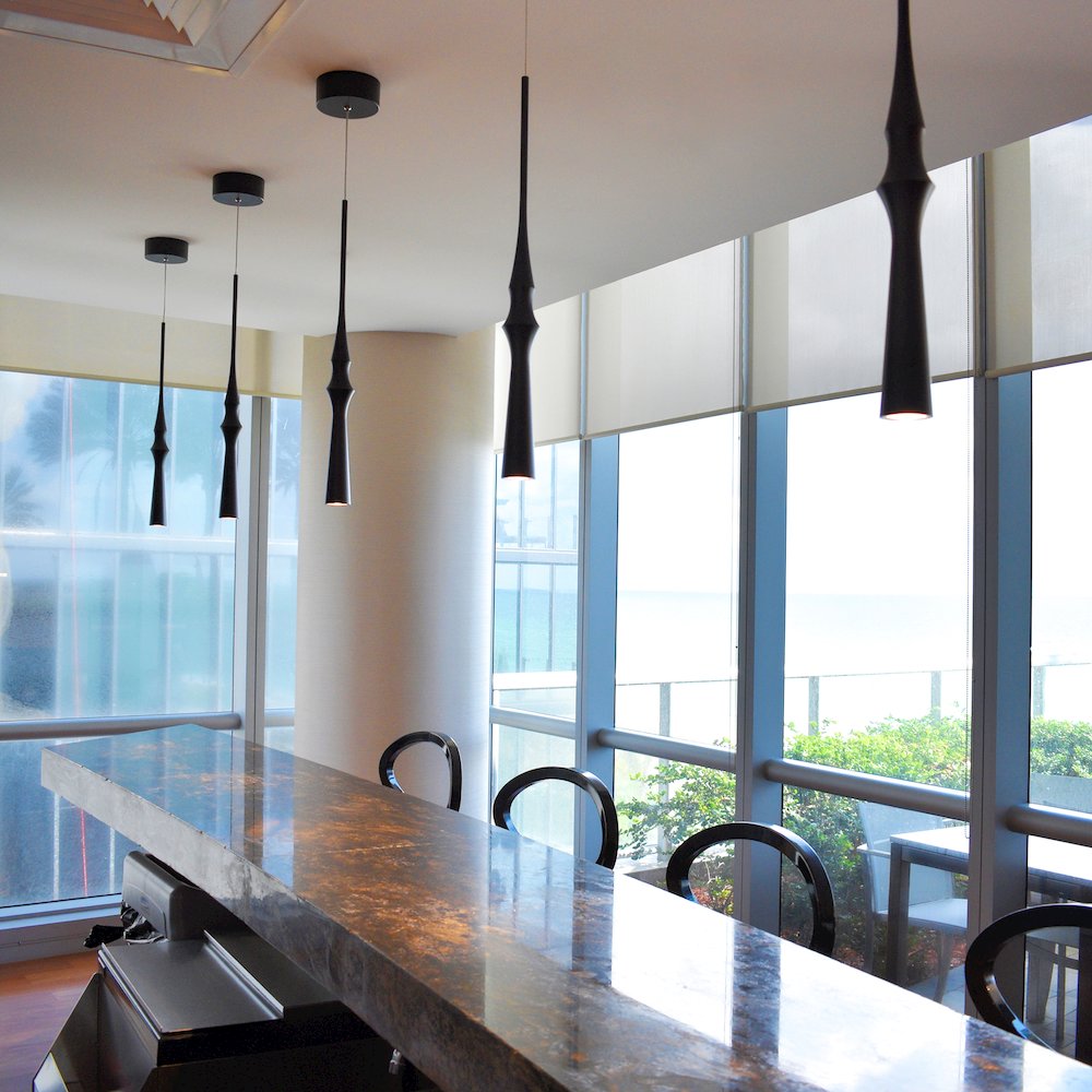 Integrated LED Height Adjustable Pendant Light in Black. Picture 4