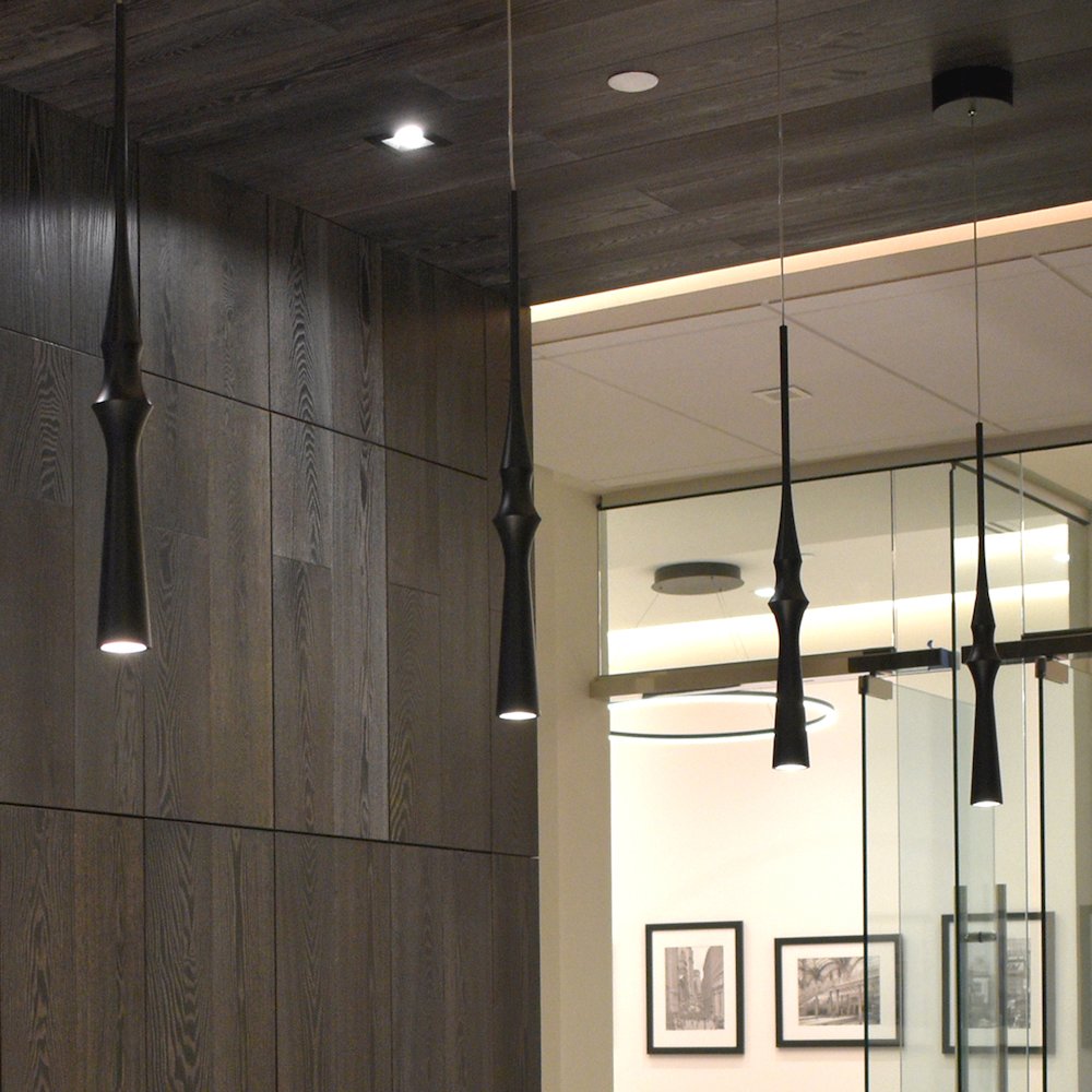 Integrated LED Height Adjustable Pendant Light in Black. Picture 5