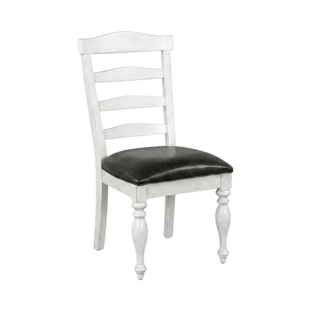 White Ladderback Dining Chairs Set of 2 with Farmhouse Style. Picture 4
