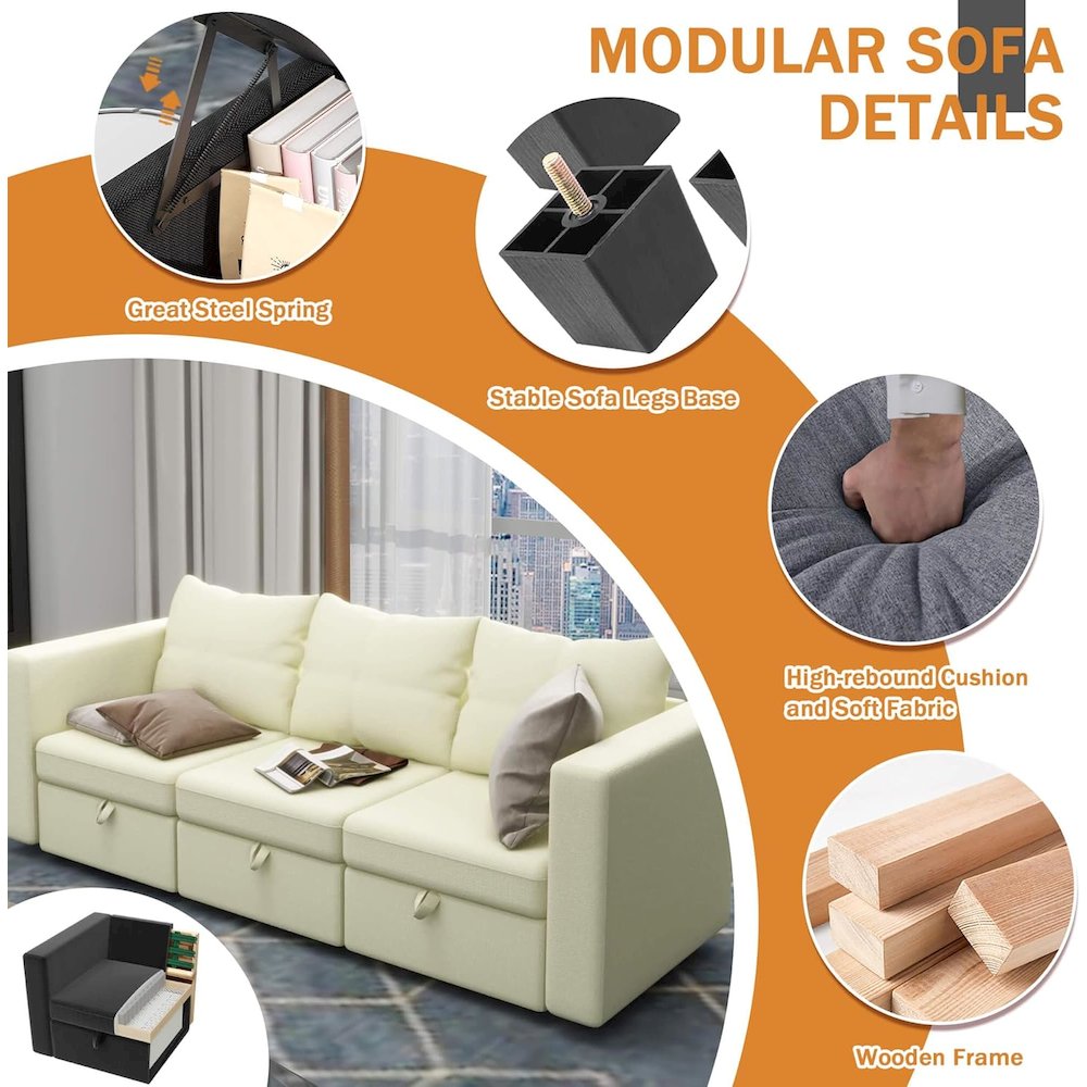 Living Room Modular Sofa Couch Sectionals with Ottoman. Picture 6