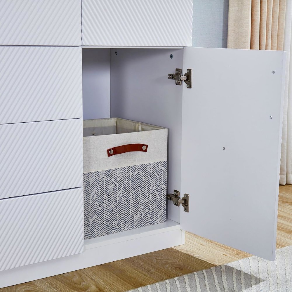 74.2" Tall 4 Doors 3 Drawers White Closet Wardrobe Closet Armoire. Picture 2